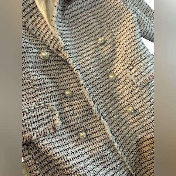 ASOS Miss Selfridge Tweed Blazer & Skirt Co-Ord Set pink black & silver size 6 - Picture 11 of 15